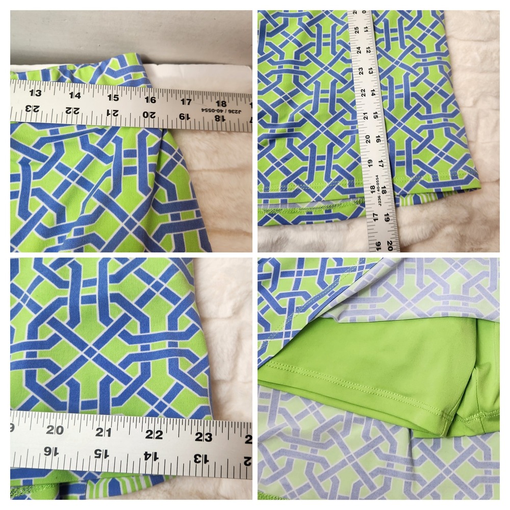 Susan Graver Liquid Knit Skort Green Blue AOP Print Golf Pickleball Womens Sz M - Picture 3 of 5